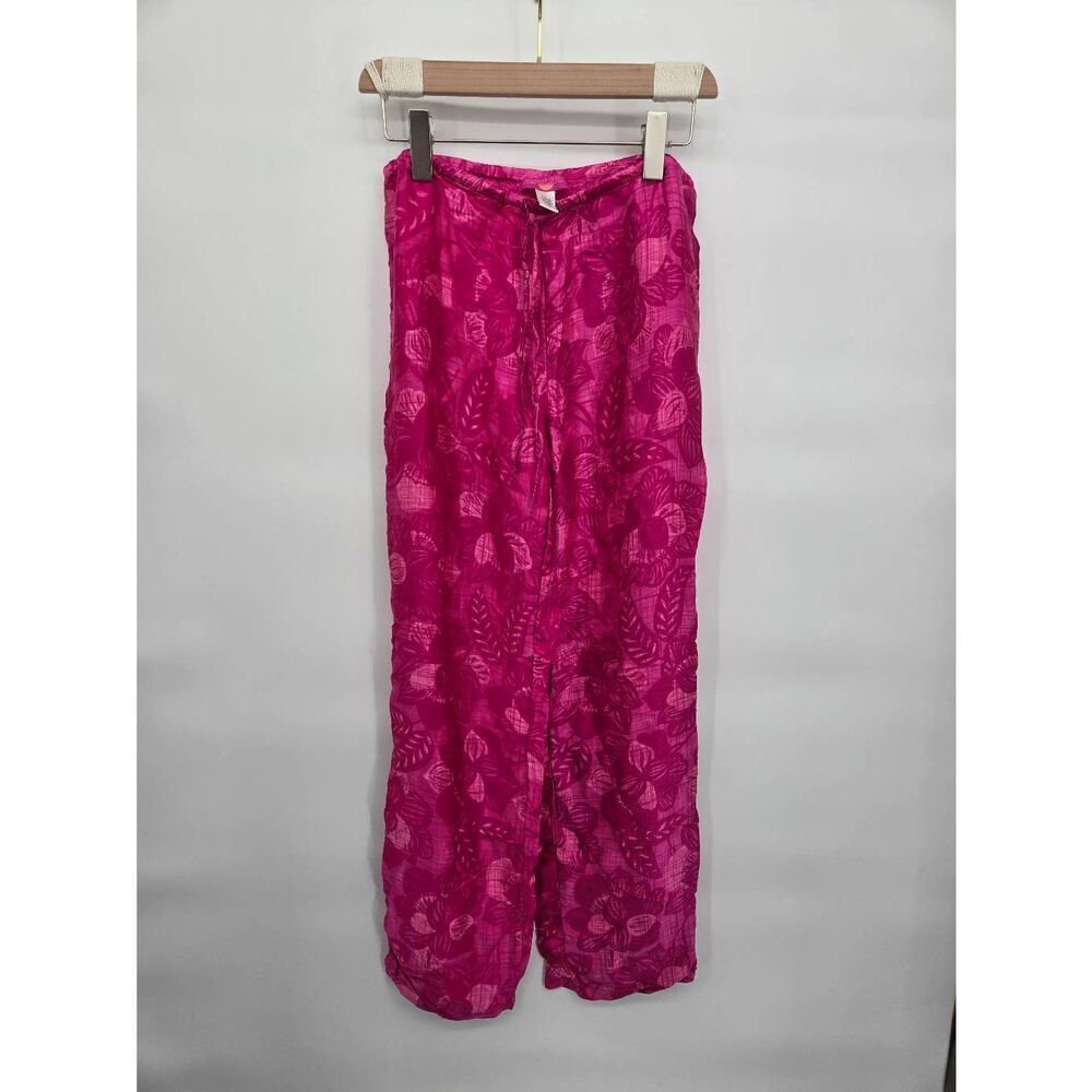 August Moon 100% Silk Pants Size Small Floral Pink Lounge